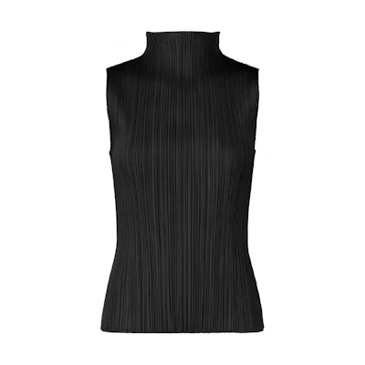 (Women) PLEATS PLEASE ISSEY MIYAKE SS22 Black Sleeveless Pleated Vest Top PP55JK102-15