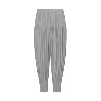 (Women) PLEATS PLEASE ISSEY MIYAKE SS22 Grey Pleated Elastic Waist Jogger Pants PP55JF402-11