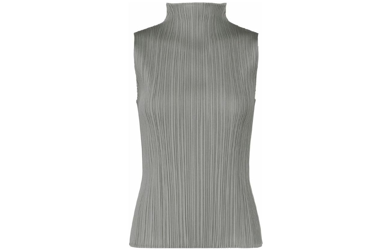 Order (W) PLEATS PLEASE ISSEY MIYAKE SS22 灰色高領百褶背心上衣 PP55JK102-12