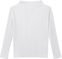 (Women) PLEATS PLEASE ISSEY MIYAKE SS22 Light Grey Pleated Pullover Sunproof Shirt PP55JK104-10 (Women) PLEATS PLEASE ISSEY MIYAKE SS22 Light Grey Pleated Pullover Sunproof Shirt PP55JK104-10