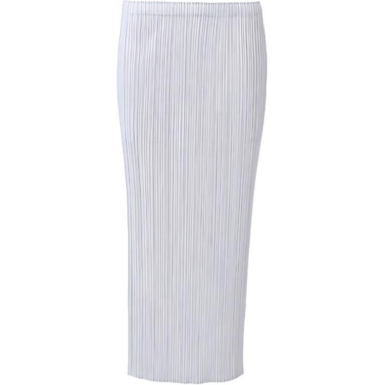(Women) PLEATS PLEASE ISSEY MIYAKE SS22  Midi Elastic Waist Skirt Light Grey PP55JG112-10
