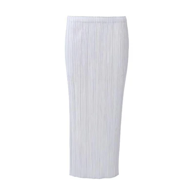 (Women) PLEATS PLEASE ISSEY MIYAKE SS22 Midi Elastic Waist Skirt Light Grey PP55JG112-10