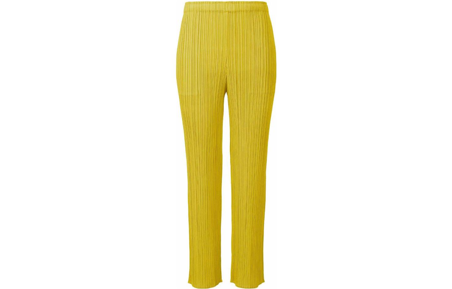 (Women) PLEATS PLEASE ISSEY MIYAKE SS22  Yellow Pleated Straight-Leg Pants. PP13JF885-52