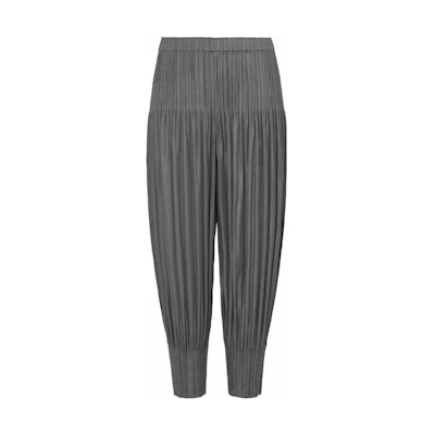 (Women) PLEATS PLEASE ISSEY MIYAKE SS22 Grey Pleated Elastic Waist Jogger Pants Women PP55JF402-12