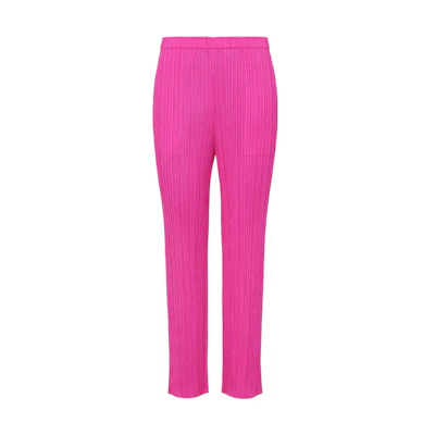 (Women) PLEATS PLEASE ISSEY MIYAKE SS22 Pink Pleated Straight-Leg Pants Women. PP55JF907-22