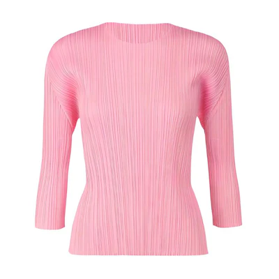(Women) PLEATS PLEASE ISSEY MIYAKE SS22 Pink Solid Pleated Oversized T-Shirt Women. PP21JK131-22