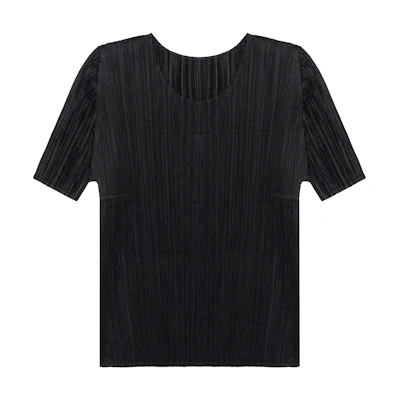 (Women) PLEATS PLEASE ISSEY MIYAKE SS22 Solid Pleated Crewneck Women’s T-Shirt Black PP55JK103-15