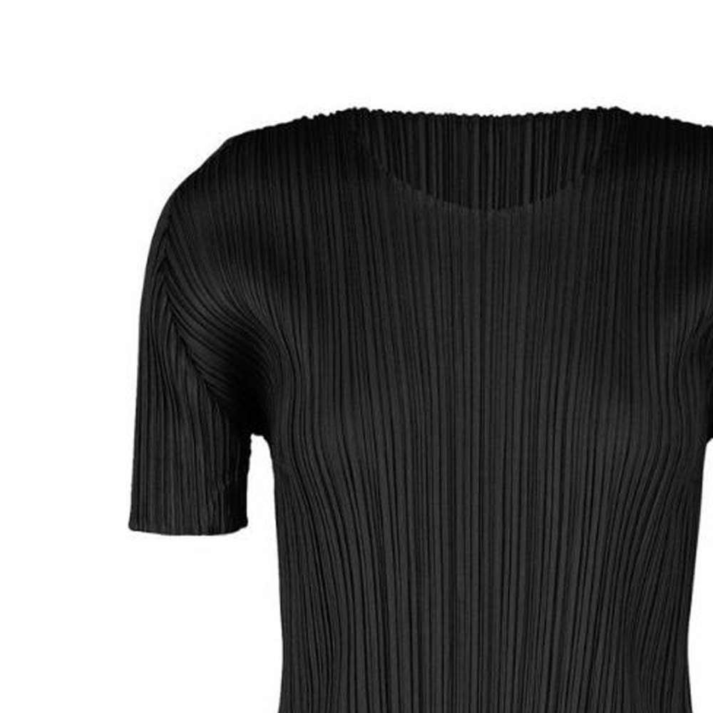 Purchase (W) PLEATS PLEASE ISSEY MIYAKE SS22 純色百褶圓領女T恤 黑色 PP55JK103-15