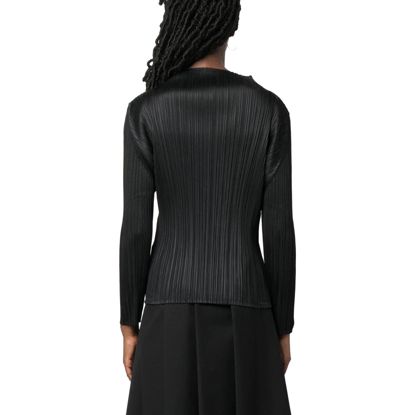 Shop (W) PLEATS PLEASE ISSEY MIYAKE SS23 黑色高領褶皺長袖上衣 PP29JK104-15