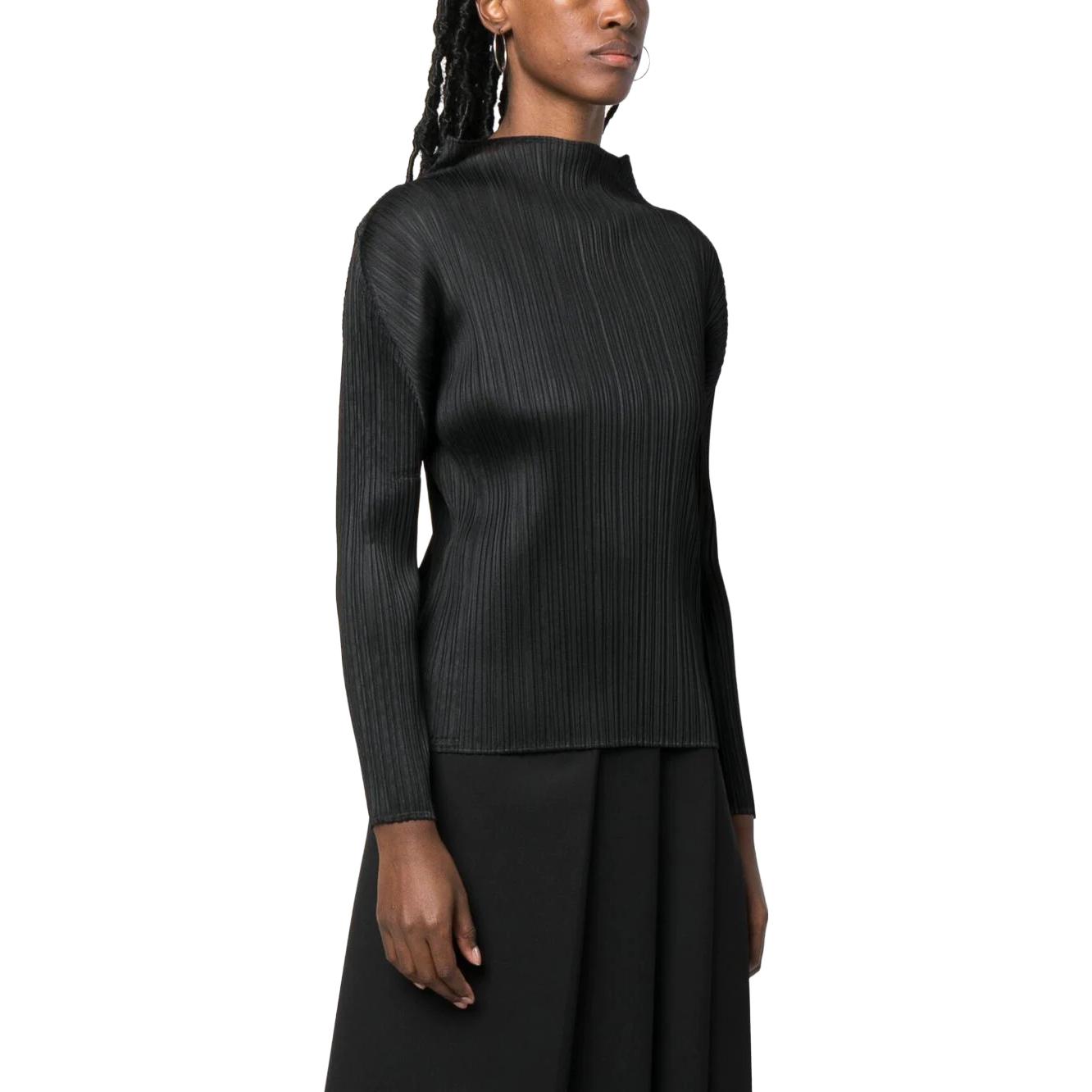 Purchase (W) PLEATS PLEASE ISSEY MIYAKE SS23 黑色高領褶皺長袖上衣 PP29JK104-15