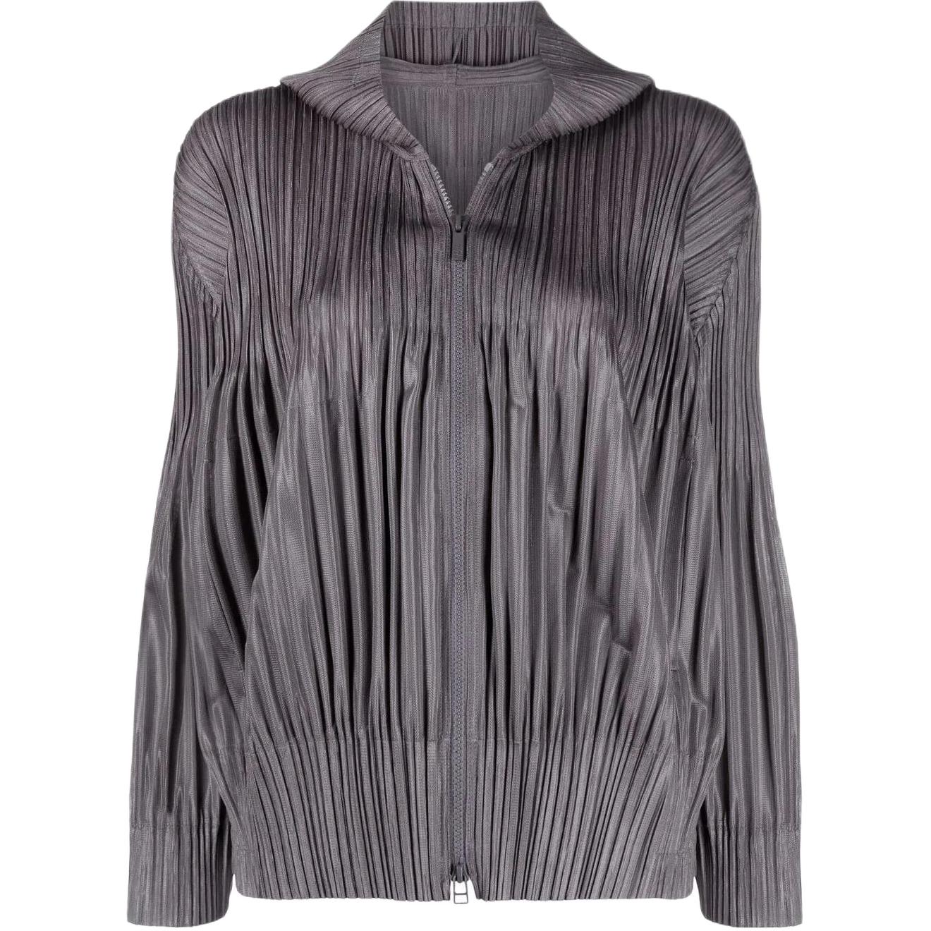 (Women) PLEATS PLEASE ISSEY MIYAKE SS23  Gray Pleated Hoodie Jacket. PP26JC401-12