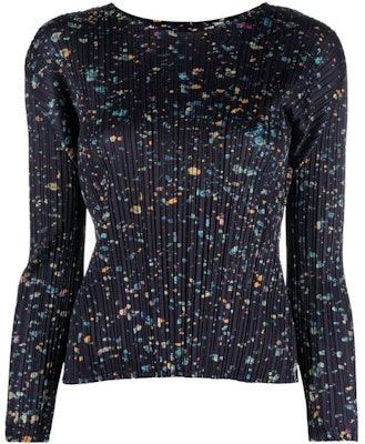 (W) PLEATS PLEASE ISSEY MIYAKE SS23 抽象印花長袖襯衫 海軍藍 PP28JK721-75 Order (W) PLEATS PLEASE ISSEY MIYAKE SS23 抽象印花長袖襯衫 海軍藍 PP28JK721-75