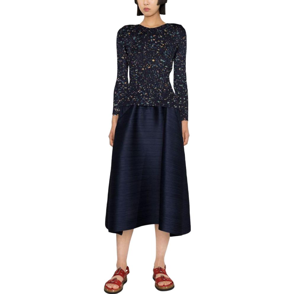 Lookbook (W) PLEATS PLEASE ISSEY MIYAKE SS23 抽象印花長袖襯衫 海軍藍 PP28JK721-75