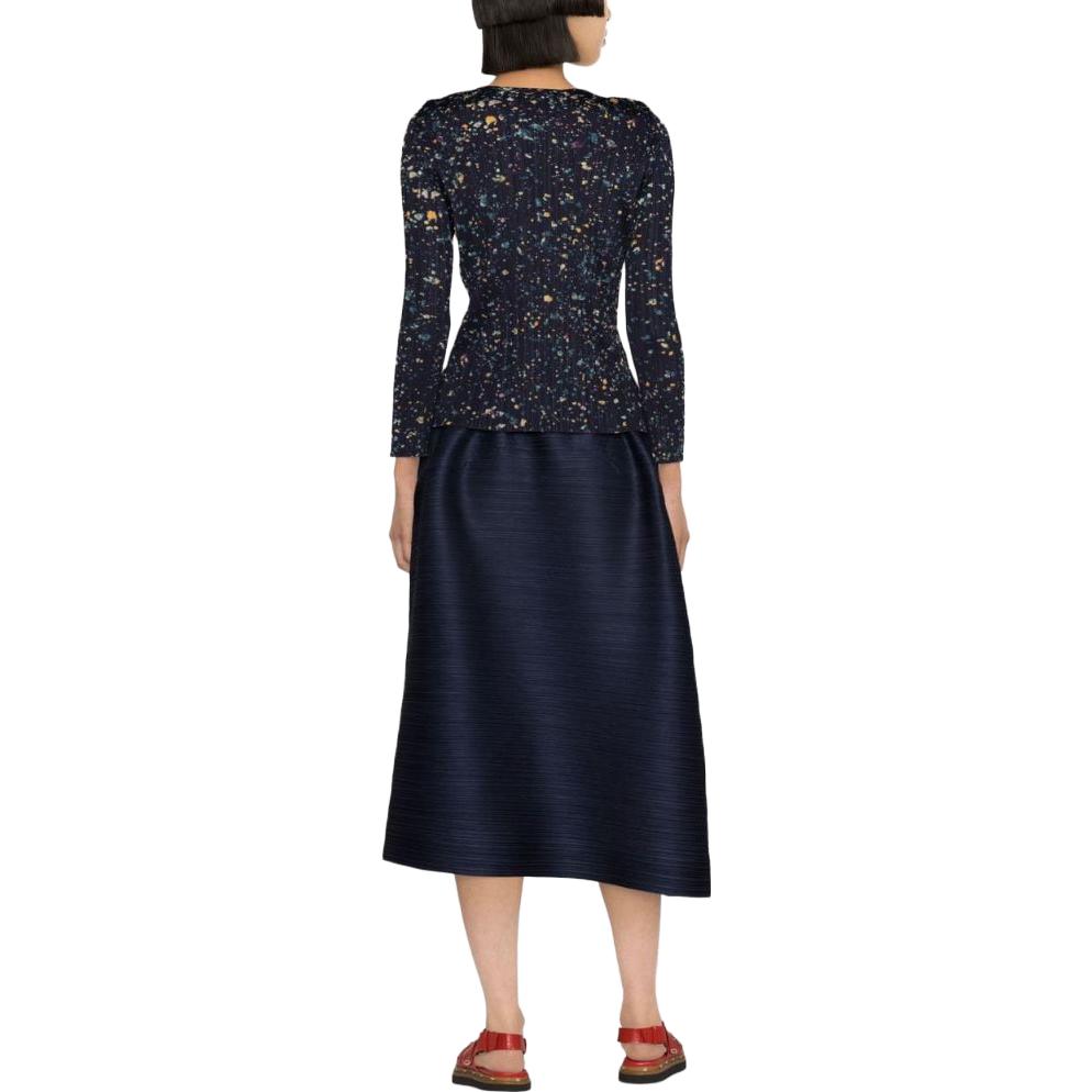 Shop (W) PLEATS PLEASE ISSEY MIYAKE SS23 抽象印花長袖襯衫 海軍藍 PP28JK721-75