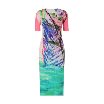 (Women) PLEATS PLEASE ISSEY MIYAKE SS23 Colorblock Casual Dress Women Multicolor. PP38JH674-22