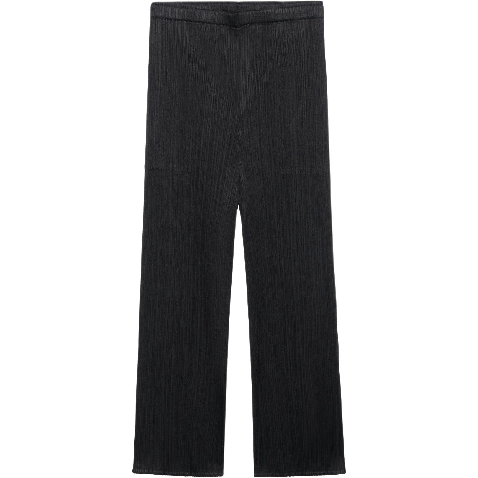 (Women) PLEATS PLEASE ISSEY MIYAKE SS24  Black Pleated Mid-Rise Casual Pants. PP47JF110-15