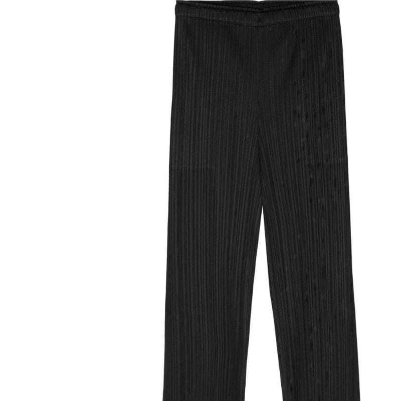 Shop (W) PLEATS PLEASE ISSEY MIYAKE SS24 黑色褶皺直筒長褲 PP46JF111