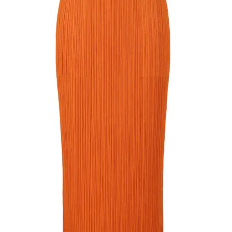 Shop (W) PLEATS PLEASE ISSEY MIYAKE SS24 深橘色中長百褶裙 PP48JG374-33