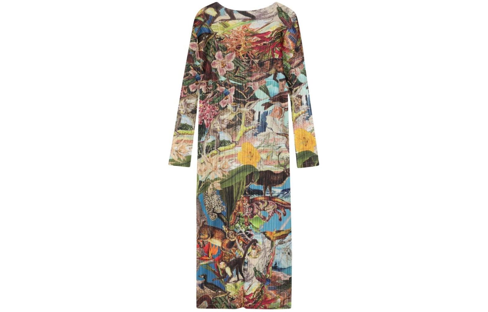 Lookbook (W) PLEATS PLEASE ISSEY MIYAKE SS24 圖案印花長袖百褶洋裝 女款 多色 PP38JH725-98