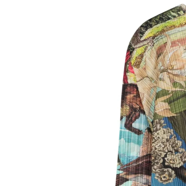 Shop (W) PLEATS PLEASE ISSEY MIYAKE SS24 圖案印花長袖百褶洋裝 女款 多色 PP38JH725-98