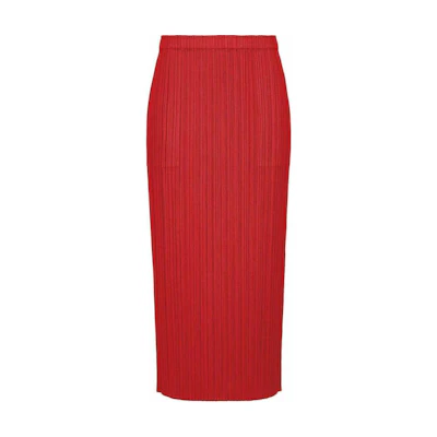 (Women) PLEATS PLEASE ISSEY MIYAKE SS24 Red Maxi Dress with Pleated Details. PP05JG808-24