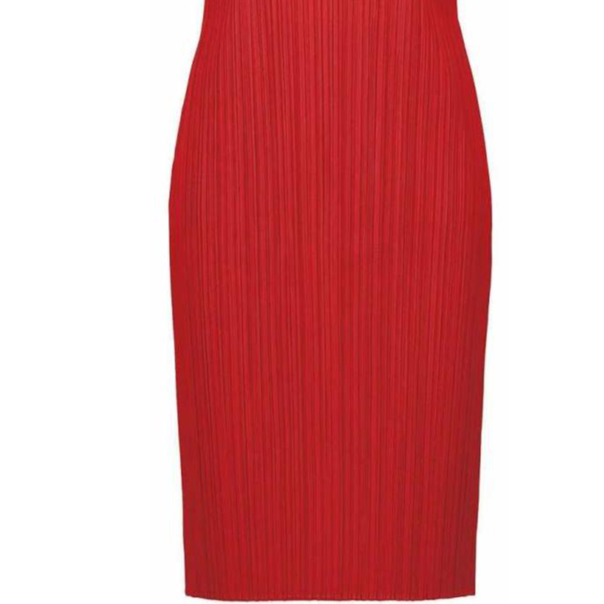 Shop (W) PLEATS PLEASE ISSEY MIYAKE SS24 紅色無袖百褶中長洋裝 女款 PP05JH809-24