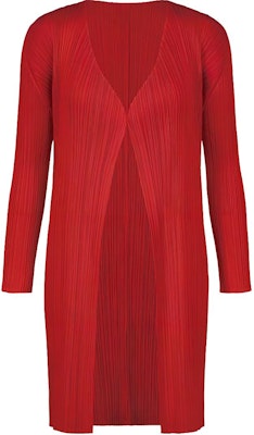 (W) PLEATS PLEASE ISSEY MIYAKE SS24 紅色V領褶皺針織長袖上衣 女款 PP05JA806-24 Buy (W) PLEATS PLEASE ISSEY MIYAKE SS24 紅色V領褶皺針織長袖上衣 女款 PP05JA806-24