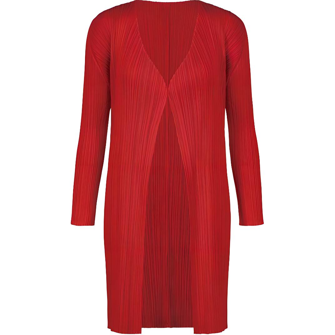 Order (W) PLEATS PLEASE ISSEY MIYAKE SS24 紅色V領褶皺針織長袖上衣 女款 PP05JA806-24