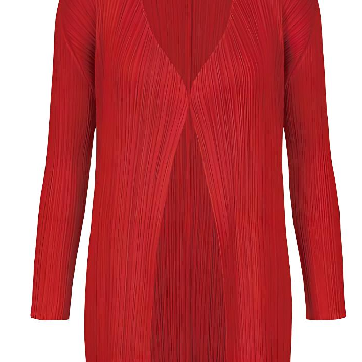 Lookbook (W) PLEATS PLEASE ISSEY MIYAKE SS24 紅色V領褶皺針織長袖上衣 女款 PP05JA806-24