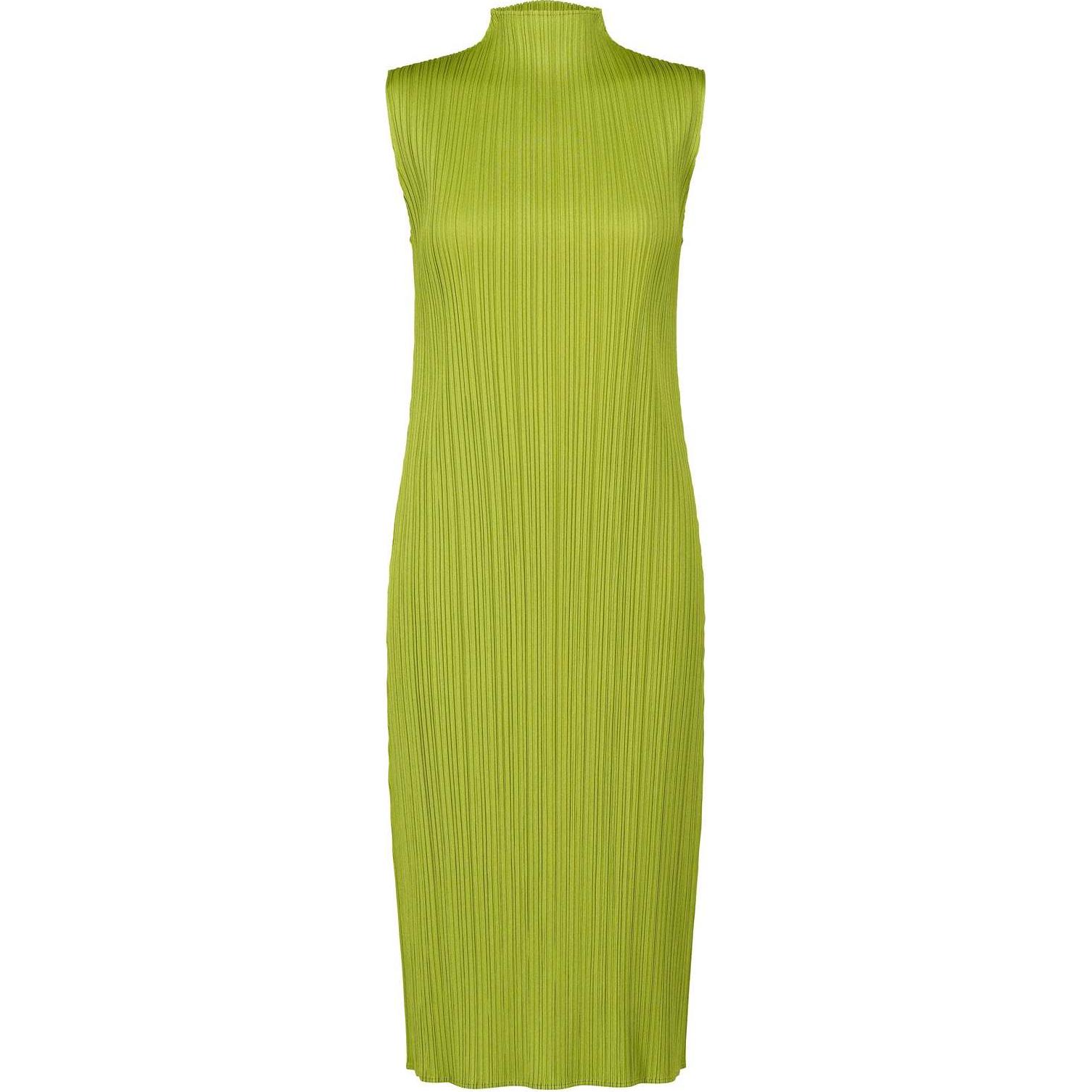 (Women) PLEATS PLEASE ISSEY MIYAKE SS24 Sleeveless Knit High-Neck Pleated Dress Green Women PP48JH125-61