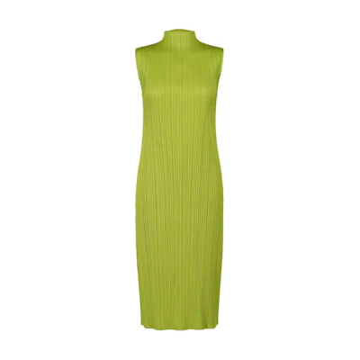 (Women) PLEATS PLEASE ISSEY MIYAKE SS24 Sleeveless Knit High-Neck Pleated Dress Green Women PP48JH125-61