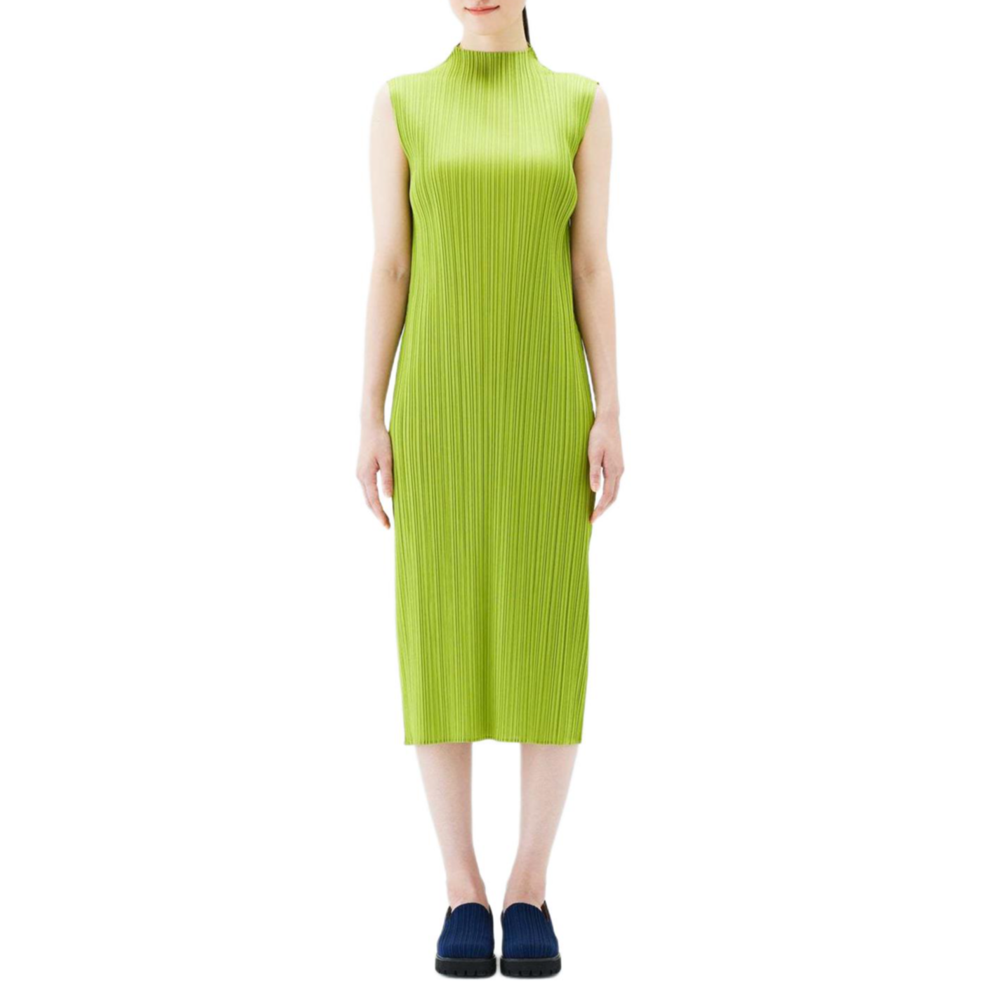 Shop (W) PLEATS PLEASE ISSEY MIYAKE SS24 女裝無袖高領百褶連身裙 綠色 PP48JH125-61