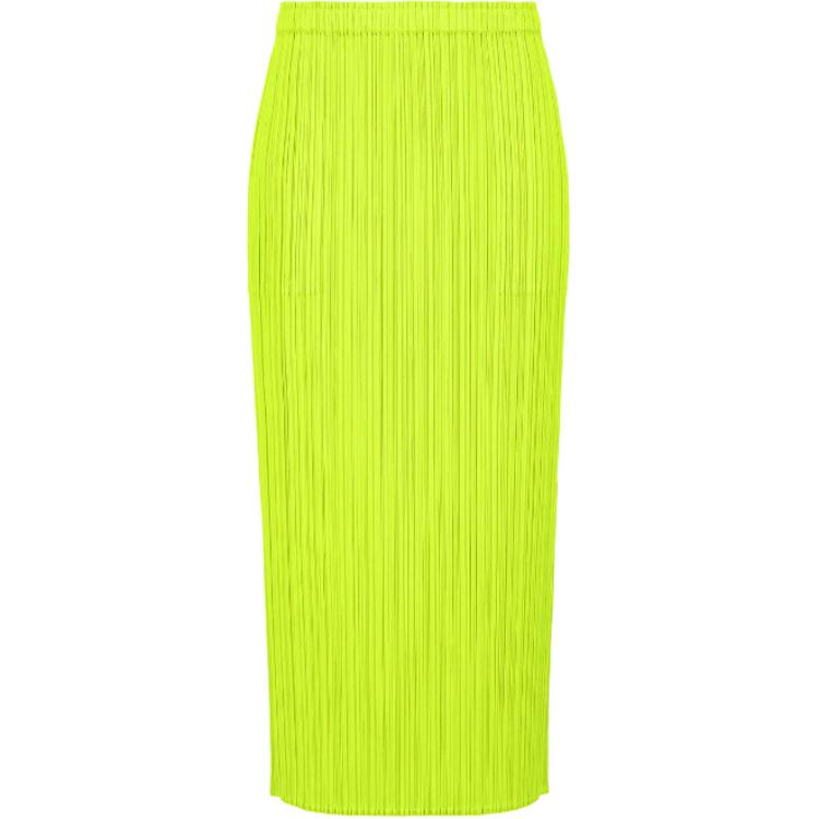 (Women) PLEATS PLEASE ISSEY MIYAKE SS24 Solid Pleated Midi Skirt Women Lime Green PP55JG808-59