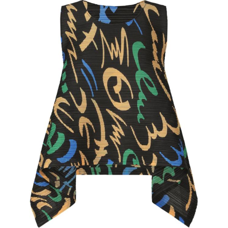 (Women) PLEATS PLEASE ISSEY MIYAKE Women’s Logo Print Pullover Black Shirt PP46JK711-15