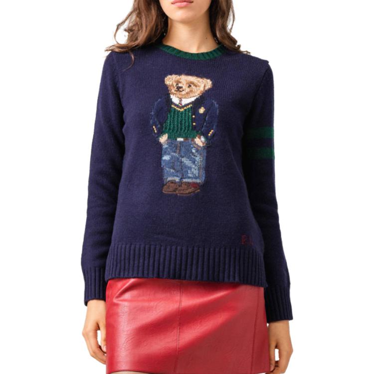 Purchase (W) Polo Ralph Lauren 熊圖案提花針織毛衣 深藍色 211764622-001