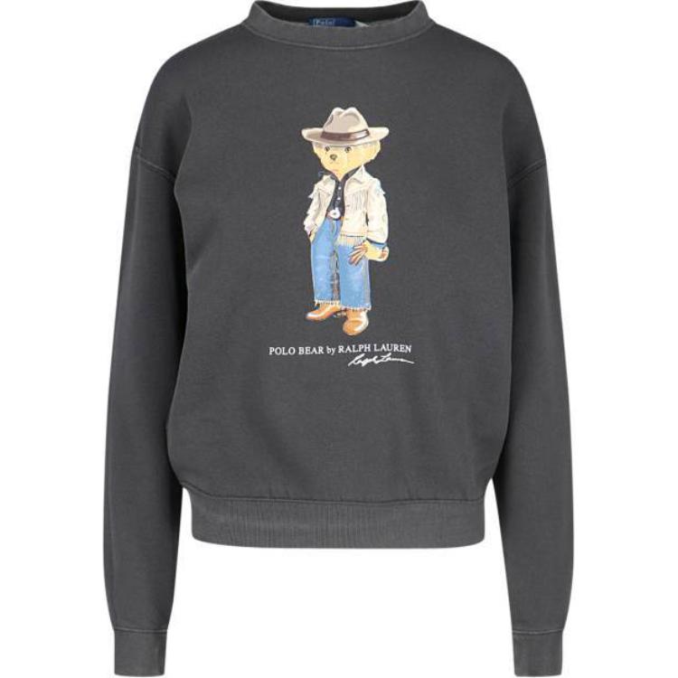 (Women) Polo Ralph Lauren  Bear Logo Crewneck Sweatshirt Solid Black. 211941193-001 圖 2