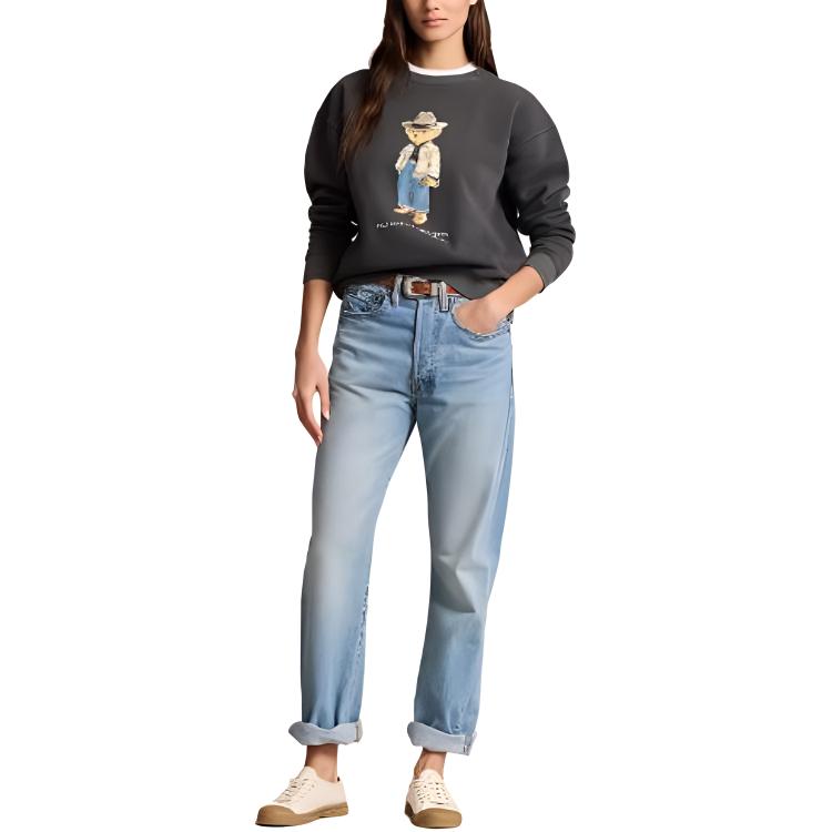 (Women) Polo Ralph Lauren  Bear Logo Crewneck Sweatshirt Solid Black. 211941193-001 圖 5