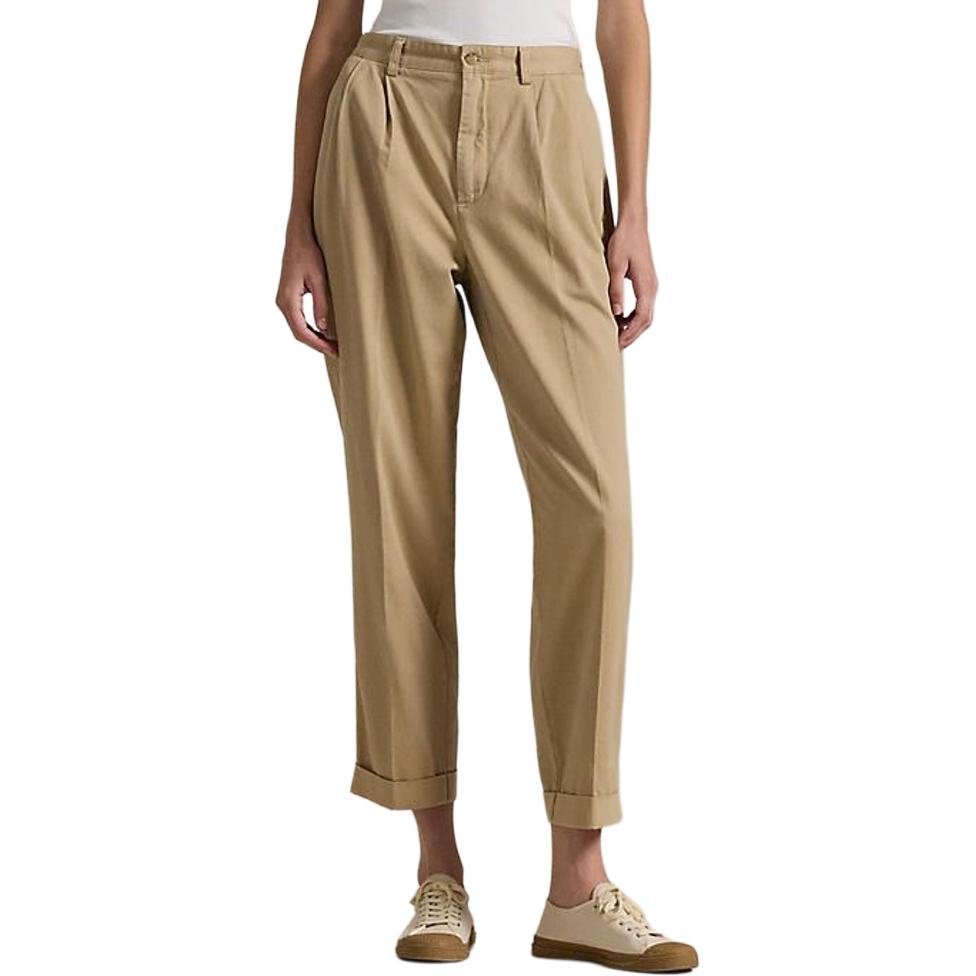 Shop (W) Polo Ralph Lauren 米色直筒九分休閒長褲 拉鍊設計 WMPOPNTN4H20029270