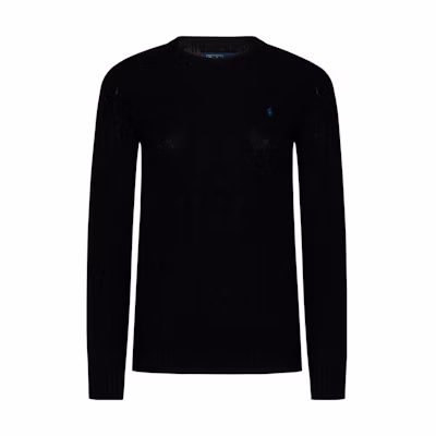 (Women) Polo Ralph Lauren Black Crewneck Sweater with Embroidered Logo. 211910421-015