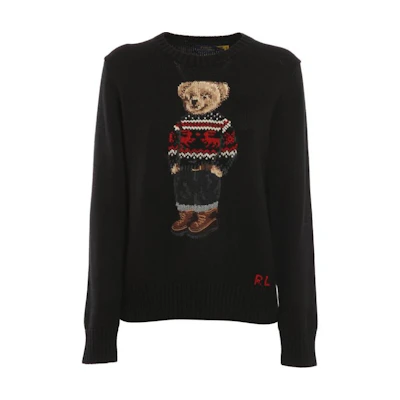 (Women) Polo Ralph Lauren Black Embroidered Pattern Pullover Crewneck Sweater 211847029-002