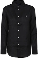 (Women) Polo Ralph Lauren Black Long-Sleeve Logo Button-Up Shirt. 211970730-003 (Women) Polo Ralph Lauren Black Long-Sleeve Logo Button-Up Shirt. 211970730-003