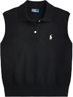 (Women) Polo Ralph Lauren Black Sleeveless Ribbed Polo Shirt with Pony Embroidery. 211970666-002 (Women) Polo Ralph Lauren Black Sleeveless Ribbed Polo Shirt with Pony Embroidery. 211970666-002