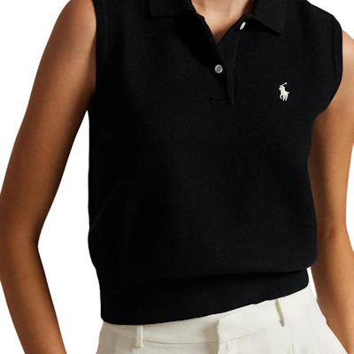 (W) Polo Ralph Lauren 黑色無袖羅紋馬球衫馬標刺繡款。 211970666-002 Details for (W) Polo Ralph Lauren 黑色無袖羅紋馬球衫馬標刺繡款。 211970666-002
