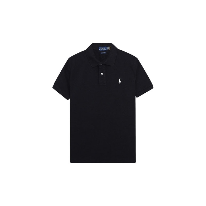 (Women) Polo Ralph Lauren  Black Solid Embroidered Logo Short Sleeve Polo Shirt. 211506471-079