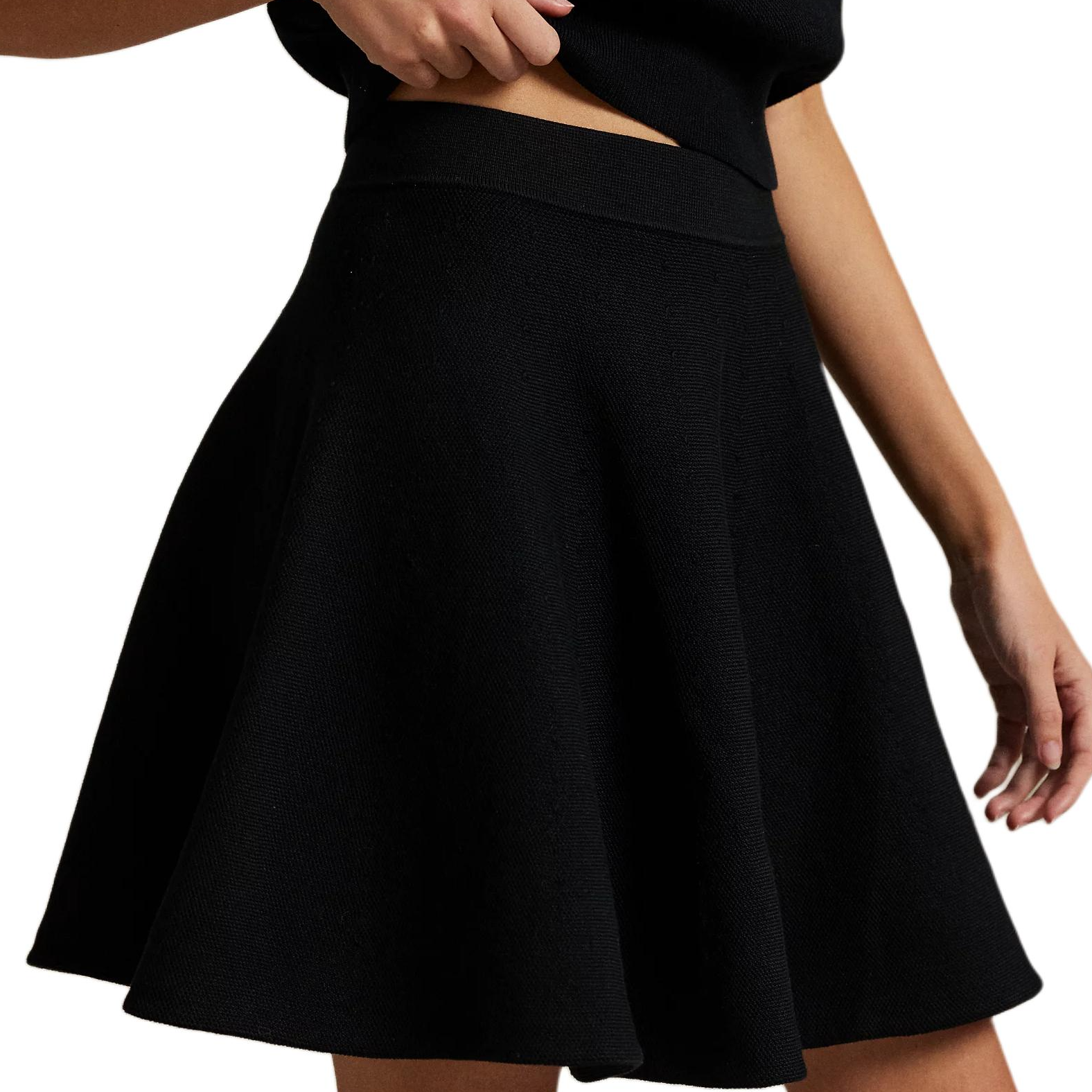 Details for (W) 폴로 랄프 로렌 블랙 솔리드 니트 A라인 캐주얼 스커트. 211970667-002