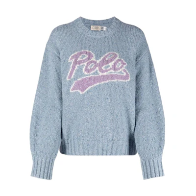 (Women) Polo Ralph Lauren Blue-Grey Wool Crewneck Logo Sweater SS22 Collection. 211872814-001