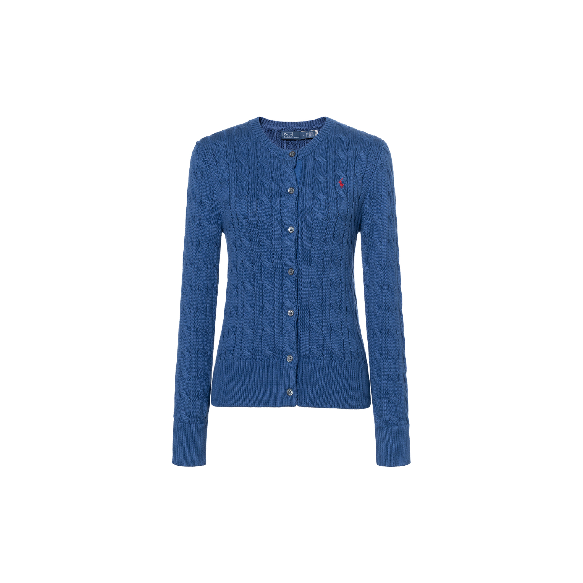 (Women) Polo Ralph Lauren  Blue Cable Knit Cropped Crewneck Sweater. 211891643-009