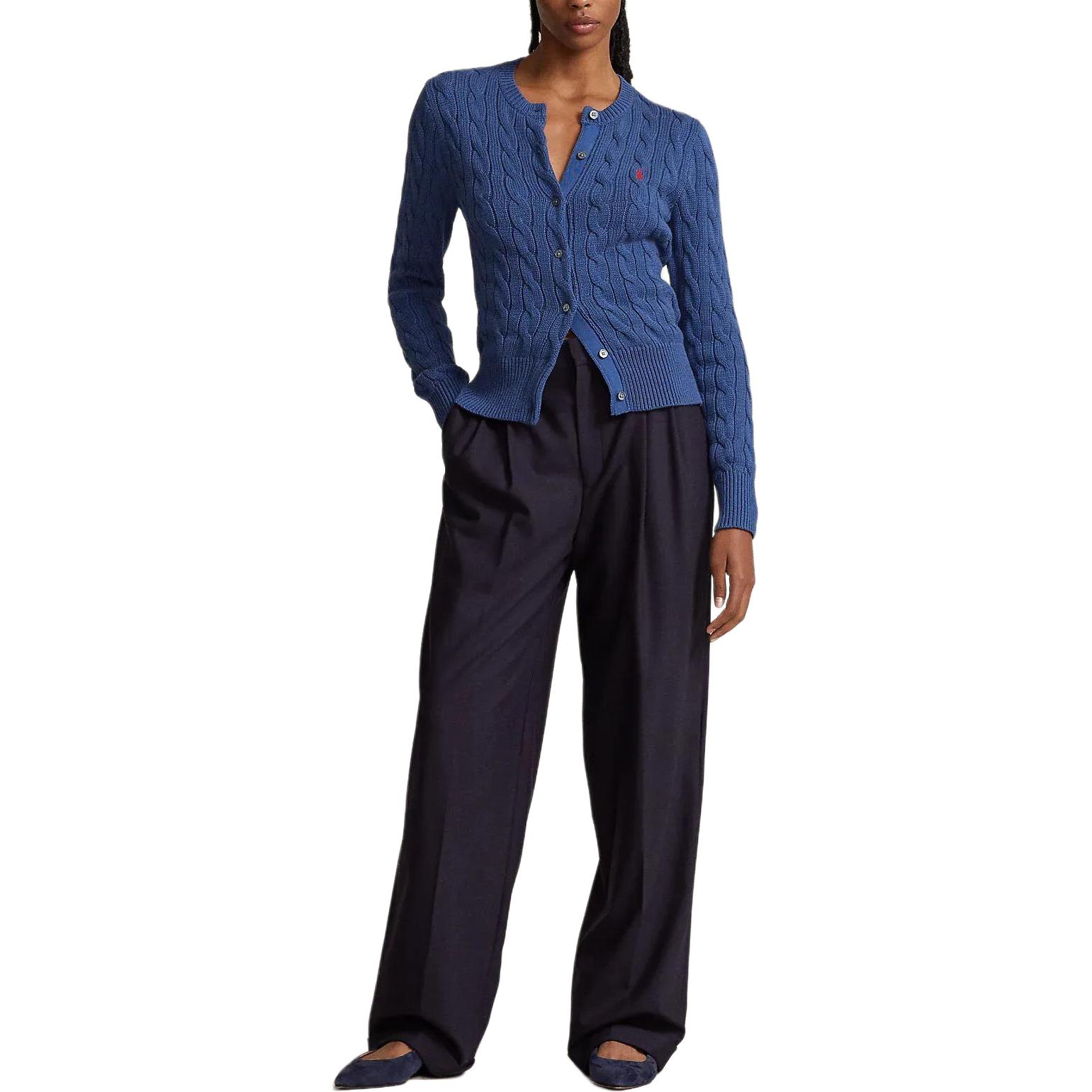 (Women) Polo Ralph Lauren  Blue Cable Knit Cropped Crewneck Sweater. 211891643-009 圖 4