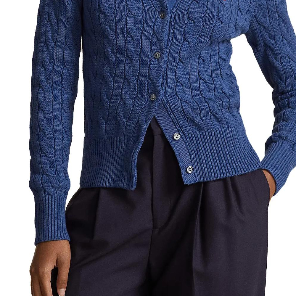 (Women) Polo Ralph Lauren  Blue Cable Knit Cropped Crewneck Sweater. 211891643-009 圖 6