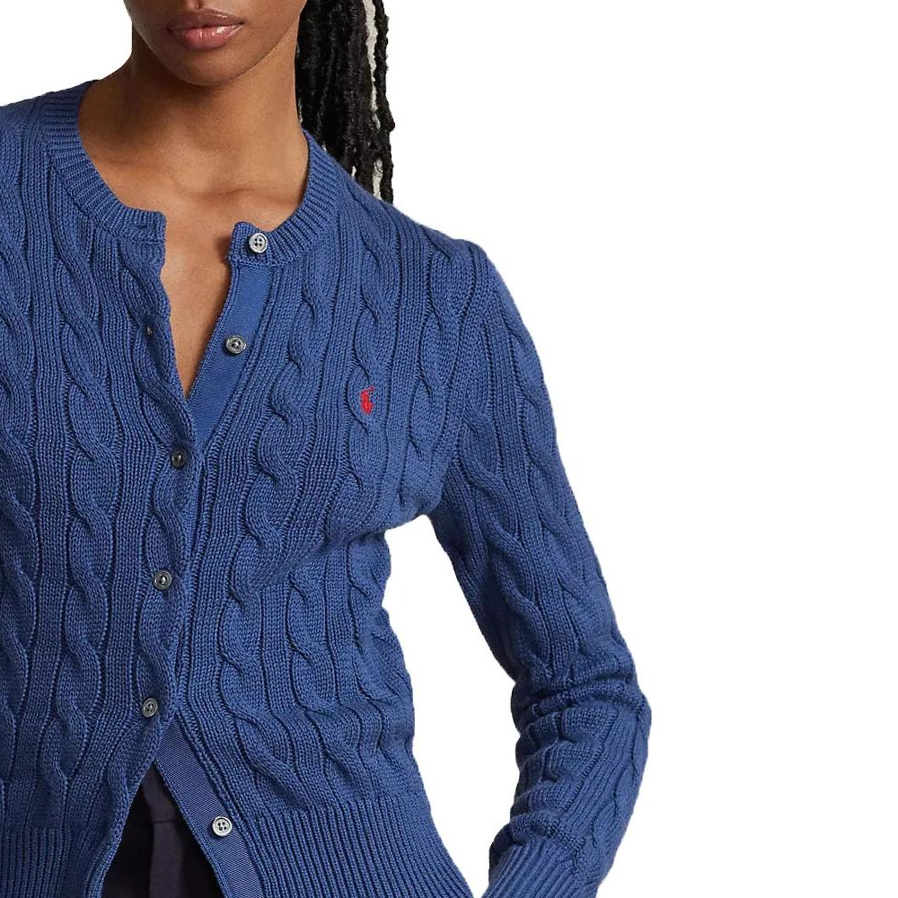 (Women) Polo Ralph Lauren  Blue Cable Knit Cropped Crewneck Sweater. 211891643-009 圖 7